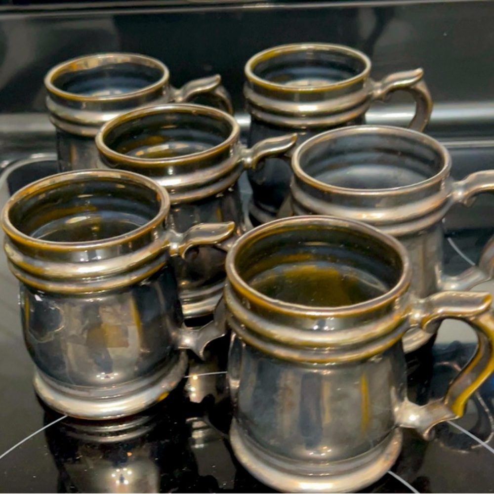 Vintage Ceramic metallic Mugs Set of 6